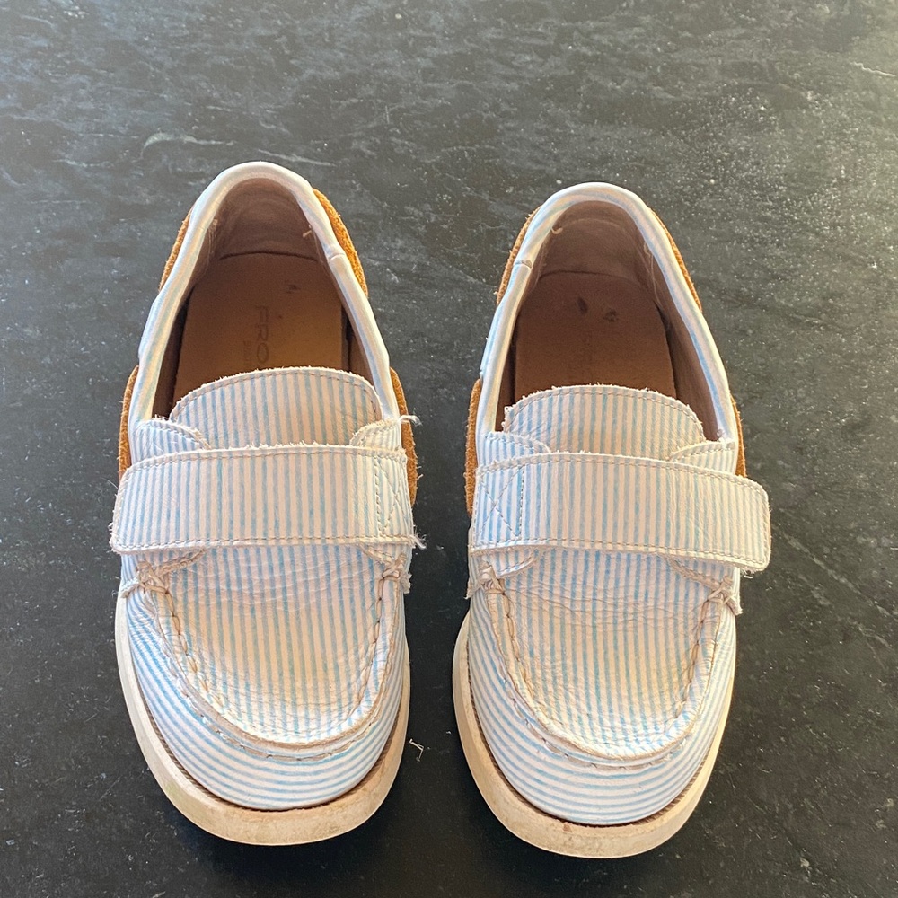 Striped Blue and White Kids Boat Shoes